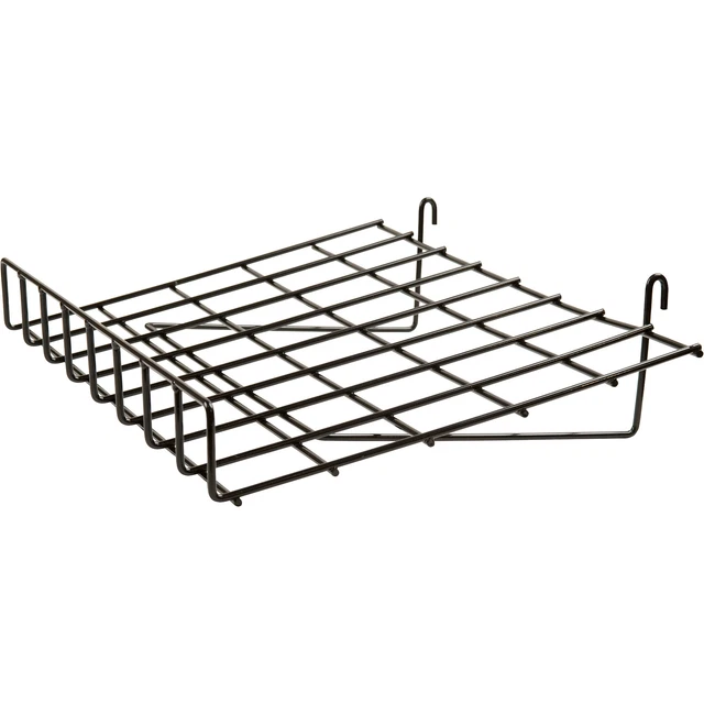 Econoco Wire Slant Shelf w/Lip for Gridwall 4-Pk- Black 24 inLx15inD