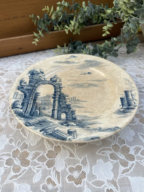8 assiettes plates terre de fer polychrome "Wentworth" Emile Bourgeois