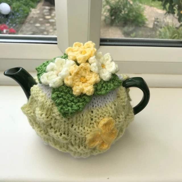Cesta Tejida A Mano Té Acogedora Flores Mariposa Para Una Tetera Pequeña 1-2 Taza