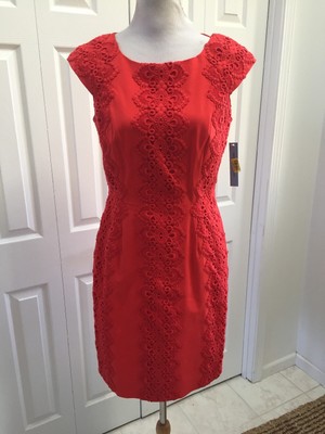NWT Antonio Melani Red Reeno Crochet Lace Sheath Dress 6
