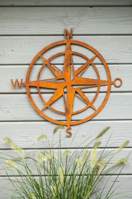 Windrose Edelrost 50cm Wanddeko Gartendekoration Maritim Kompass Rost Deko Boot