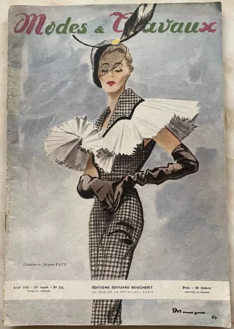 Modes et Travaux n° 592 Avril 1950 revue ancienne couture mode chapeau