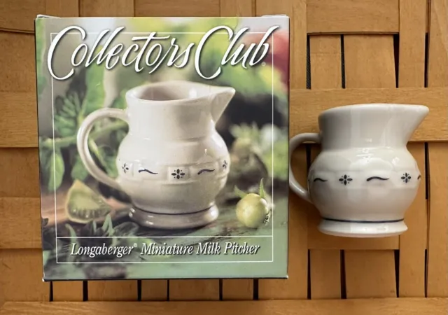 Nib Longaberger Pottery Collectors Club Miniature Milk Pitcher #36242