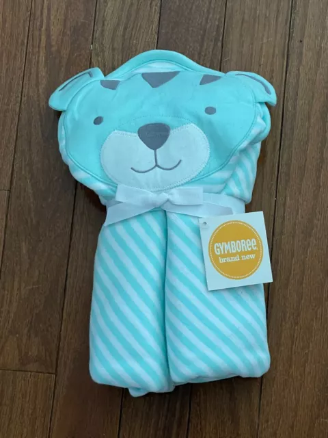 Gymboree Baby Turquoise and White Striped Tiger Super Soft Terry Hooded Towel