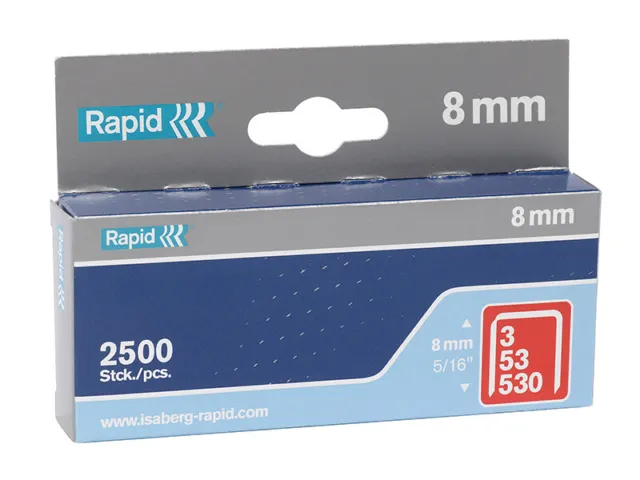 Rapid 53/8B 8mm Galvanised Staples (Box 2500) RPD538B2500