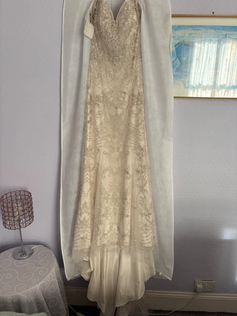 EMBELLISHED WEDDING DRESS by Casablanca Bridal, Size 10 in Cream