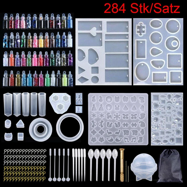 284 Stück Epoxidharz Formen Set Resin Mold Gießharz Silikonform Schmuck Armband