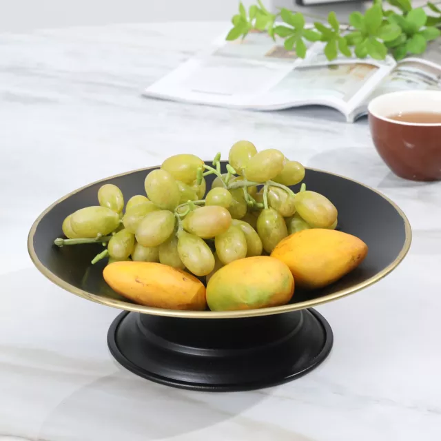 Black Metal Home Decor Decorative Bowl, 10 Inch Modern Fruit Bowl with Gold  Rim