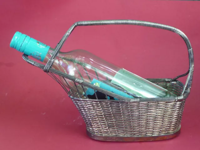 S14 --  alter schöner Flaschen-Korb, Servierkorb, Weinflaschen-Halter hochwertig