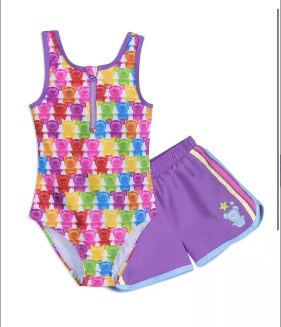 NWT Disney Store Minnie Mickey Mouse Swimsuit With Shorts Size 7/8 2 pc UPF 50+