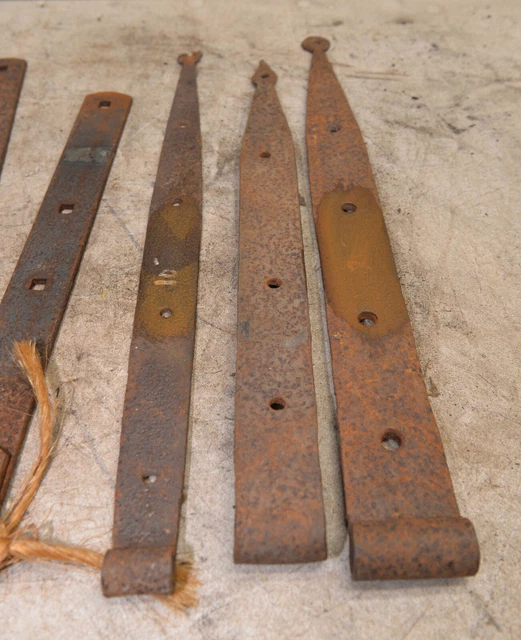 Antique 18th century hand wrought forged strap hinges & brackets collectible lot 3
