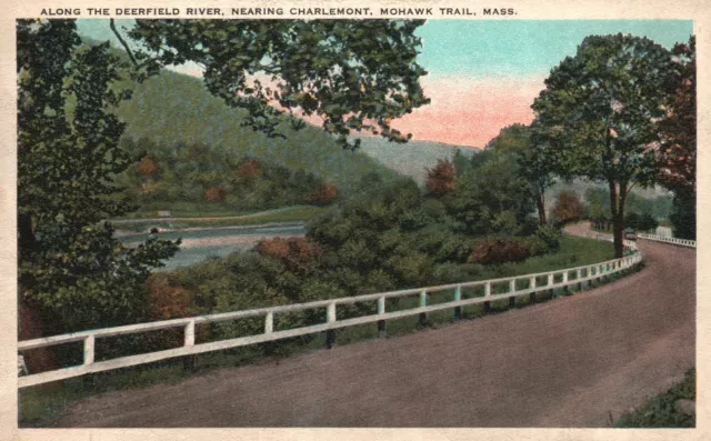 Vintage Postcard Along Deerfield River Charlemont Mohawk Trail Massachusetts MA