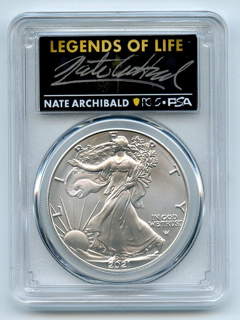 2021 $1 Silver Eagle T2 First Production PCGS MS70 Legends Life Nate Archibald