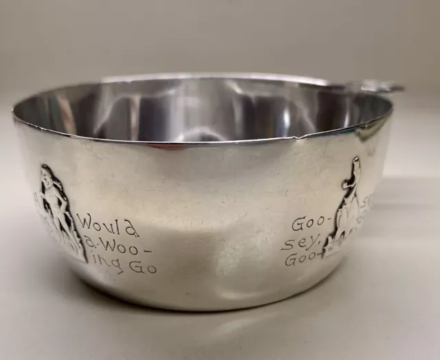 Vtg R Wallace & Sonsnursery Rhymes Sterling Silver Child Porridge Cereal Bowl