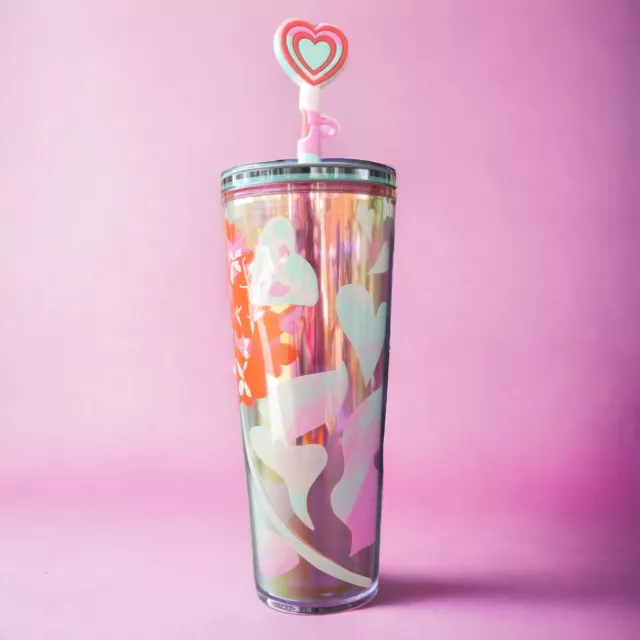 STARBUCKS 2025 VALENTINE'S Day Tumbler Cold Cup 24 oz Heart Topper Rare