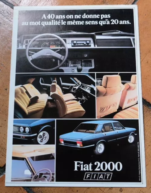 🚘 Brochure 1970's FIAT 2000 Catalogue Prospekt Dépliant Document French Sales