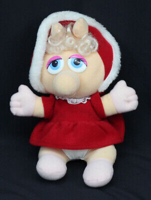 Vtg Baby Miss Piggy Plush Stuffed Animal Henson 1987 Christmas Holiday Muppets