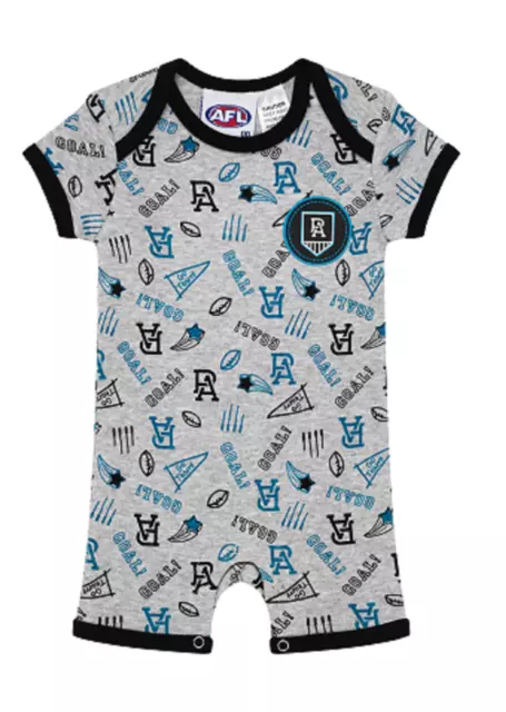 Port Adelaide Power Baby Infant Envelope Summer Romper Jumpsuit Official AFL