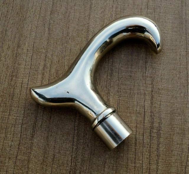Silver Brass Plain Derby Head handle for Wooden stick walking cane Vintage Gift