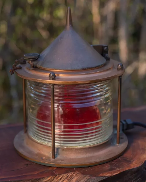 Large Vintage Marine Signal Light with Fresnel Lens