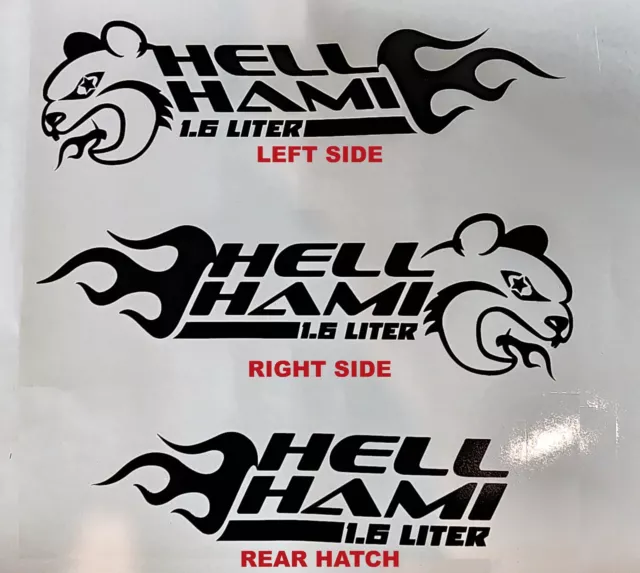 HELL HAMI 1.6 Liter Decals for KIA Soul 3 pack - available in multiple colors