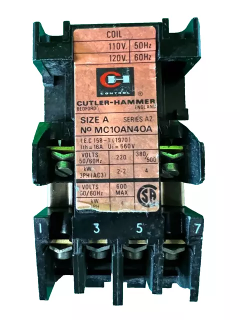 Cutler Hammer Contactor 110 Volt Coil  16 Amp MC10AN40A