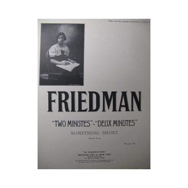FRIEDMAN S. C. Two Minutes Piano 1913