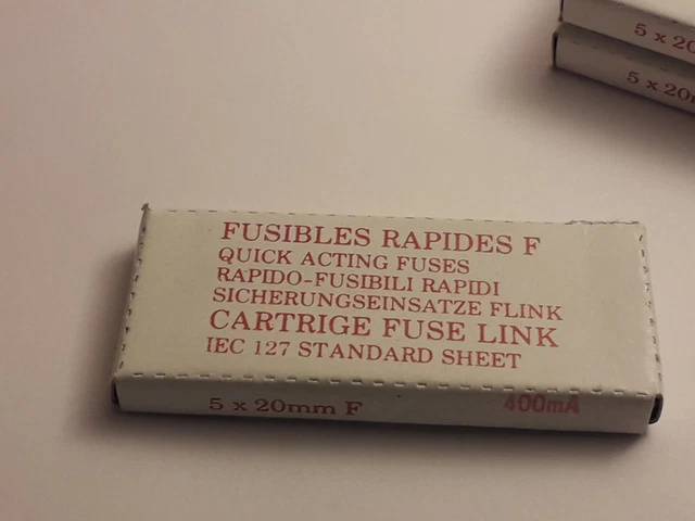 Fusible en verre rapide 5mmx20mm 250V.400mA (1boite de 10).RAPIDE F.