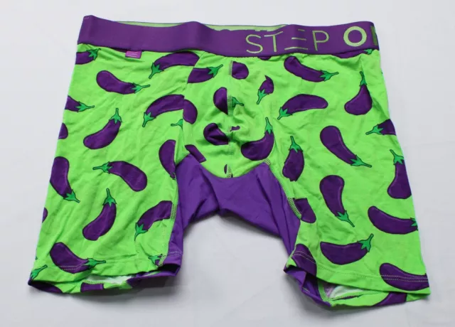 Step One Men's 6" Inseam U Up? Boxer Brief LL7 Green & Purple Large NWT