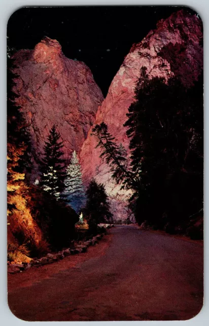 Colorado Springs, CO - Pillars of Hercules, Illuminated View - Vintage Postcard