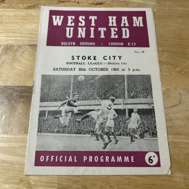 West Ham United vs Stoke City Programme January 2 1965￼