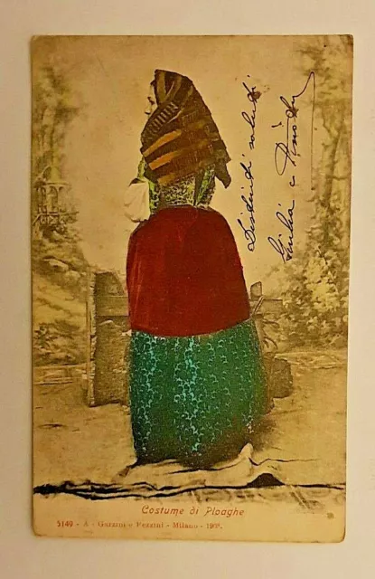 cartolina costume di ploaghe sassari formato piccolo 1903