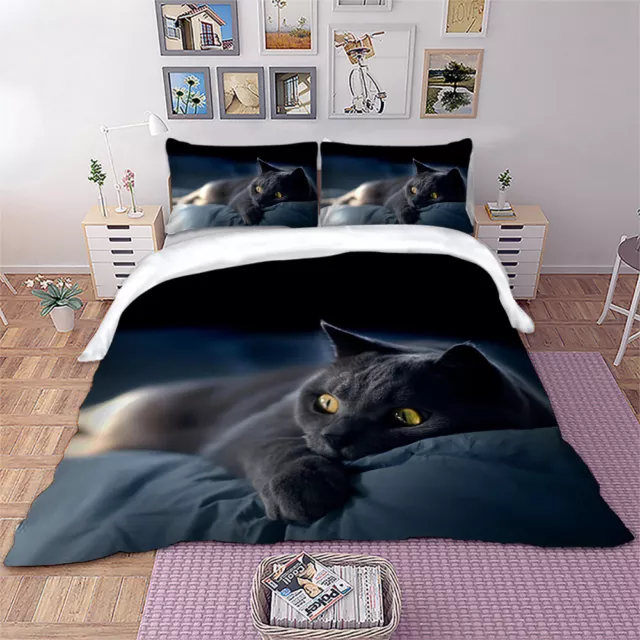 Cat Doona Duvet Quilt Cover Set Single Double Queen King Size Bed Pillowcases AU