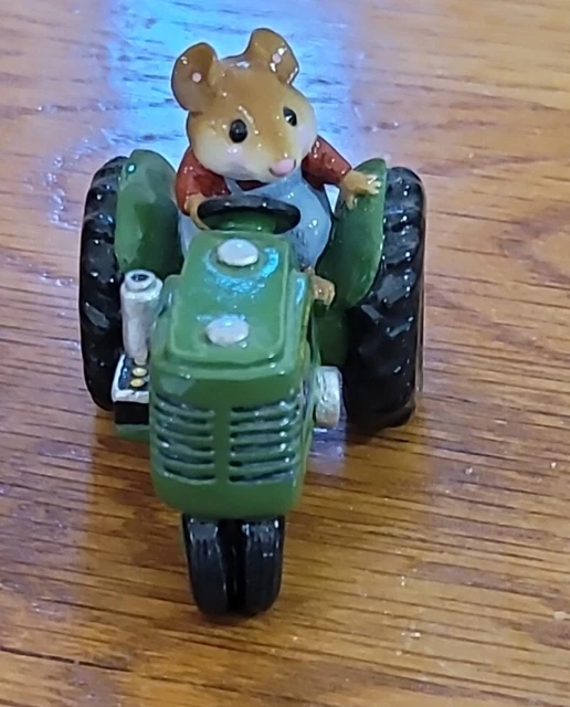 Wee Forest Folk Vintage M-133 Field Mouse Green Tractor Farmer; Retired;  MIB