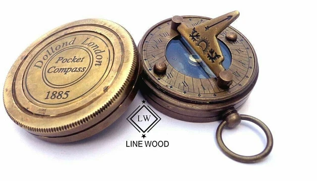 Handmade Nautical Brass Poem engraved Pocket compass 2.5" Gold
