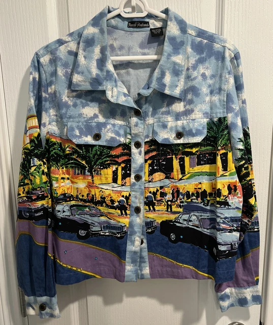 French Postcards Button Down Shirt Jacket With 2 Front Pockets Size Large