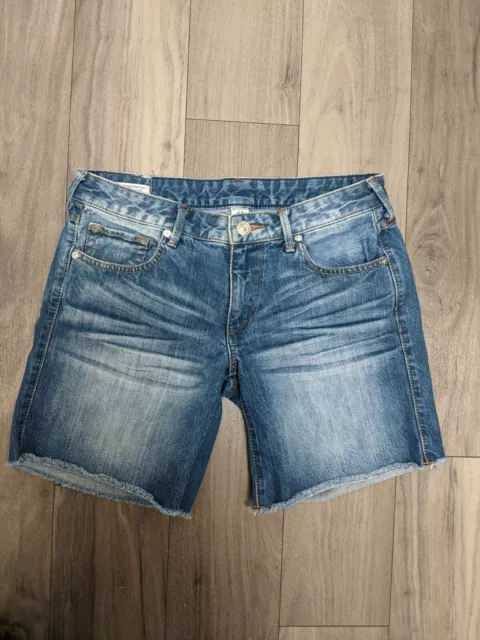 True Religion Emma Mid Rise Jean Bermuda Shorts 28