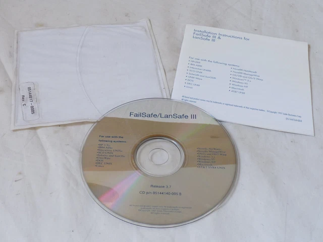 Failsafe / Lansafe III 3.7 CD Software ((OLD) Win Mac Linux) 05144140-005 B