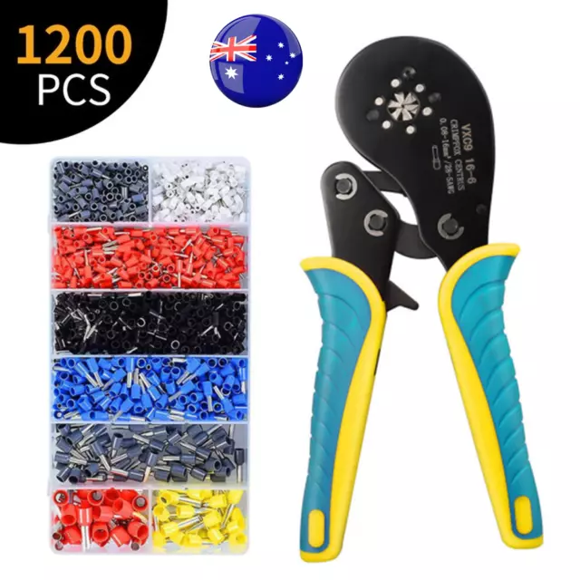 1200PCS Connectors Cord Wire Crimp Cable Pin End Bootlace Ferrule Terminals Kit