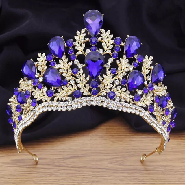 Pageant Tiara Headband - Peacock Blue Crystal Rhinestone Diadem Princess Crown