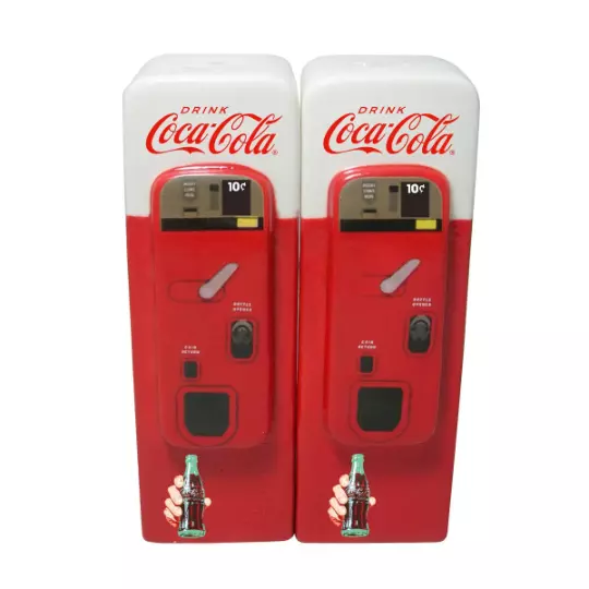 Vintage Coca-Cola Ceramic Salt and Pepper Vending Machine Shakers