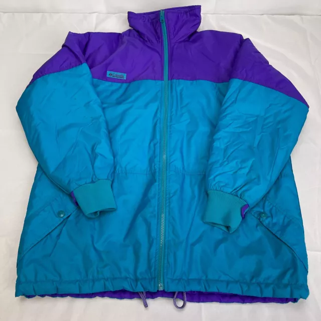VINTAGE COLUMBIA SPORTSWEAR Jacket Womens Large Reversible Purple Teal ...