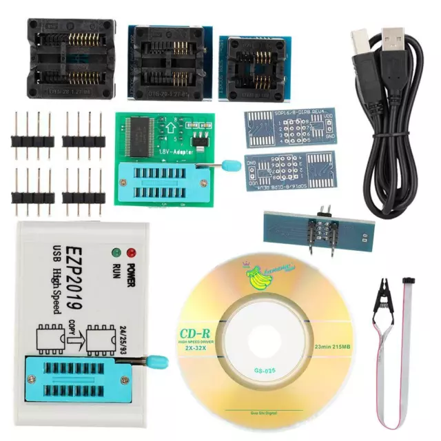 EZP2019 High Speed USB SPI Programmer 24 25 26 93 EEPROM 25 Flash Bios + Adapter