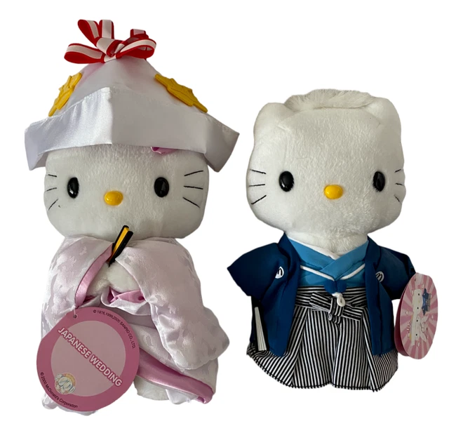Hello Kitty Sanrio Japanese Wedding Couple Plush Stuffed 10" NEW