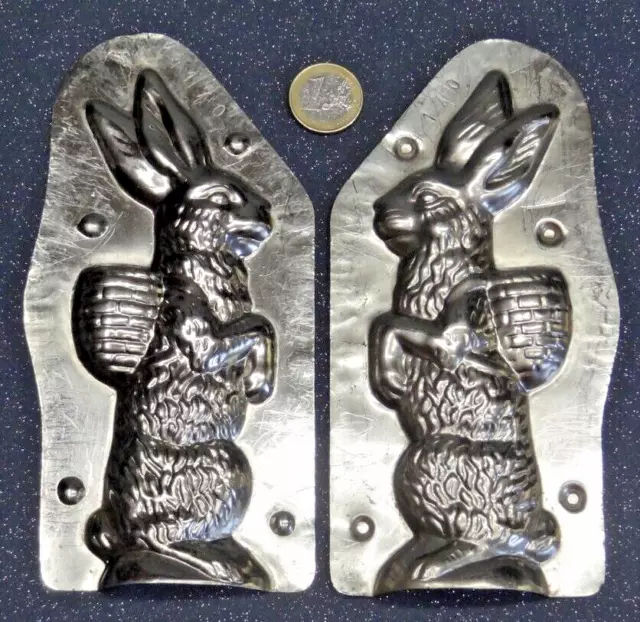 alte Schokoladenform Hase Korb Osterhase Giess-Hohl-Form chocolate mold 17,5 cm