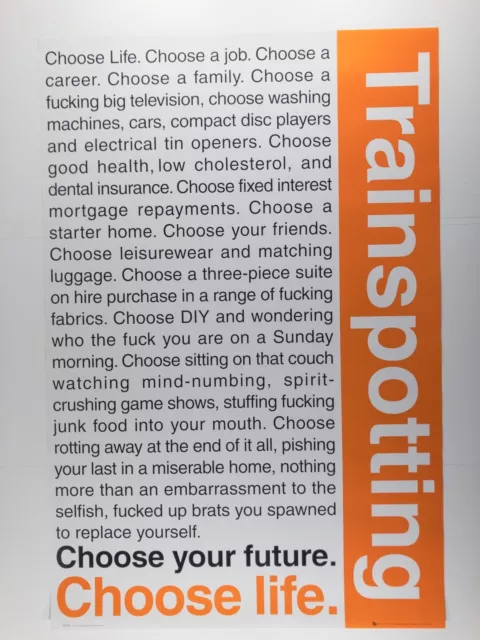 (LAMINATED) TRAINSPOTTING MOVIE QUOTE CHOOSE LIFE POSTER (61x91cm) PICTURE PRINT