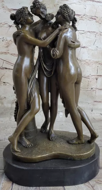 Unterzeichnet Canova Messingskulptur " Die 3 Grazien " Statue Figur Akt Artwor