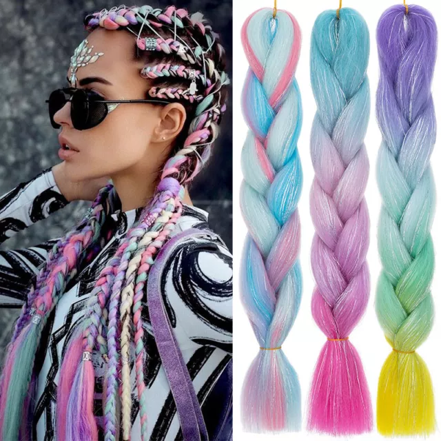 High Quality Unicorn Colored Jumbo Braiding Hair Extensions Braids Twist Ombre