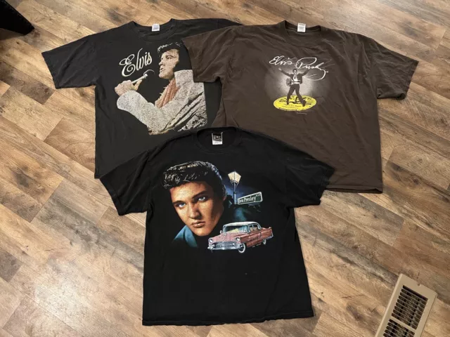 Lot Of 3 Graceland Elvis Presley T Shirt Mens Vintage 90s 00s XL & 3XL