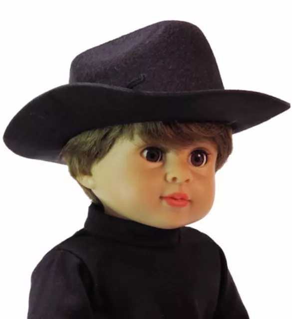 Black Cowboy Cowgirl Stetson Hat fits 18" American Girl Size Doll